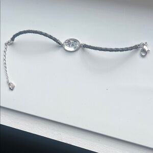 Swarovski Grey Braided Bracelet with Clear Crystal Center
